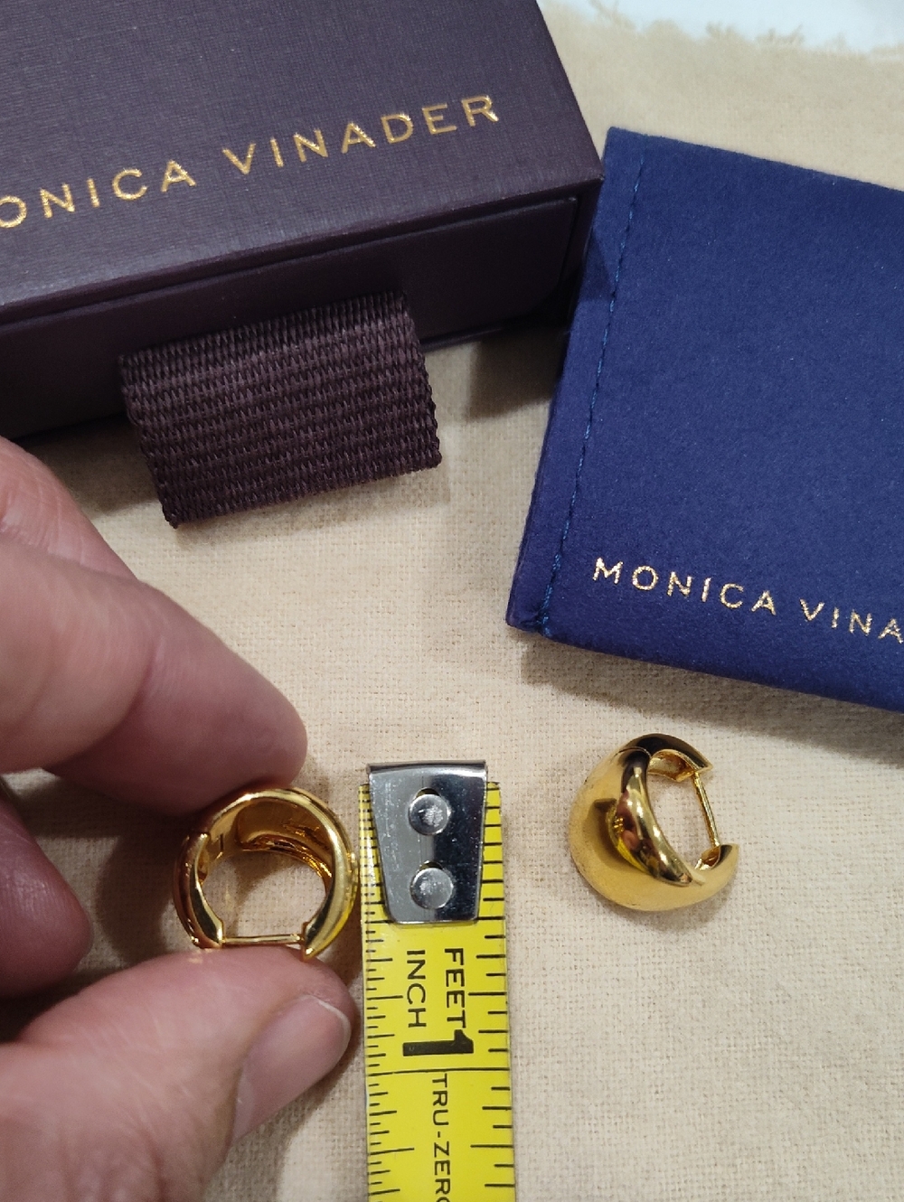MONICA VINADER 18k Gold Vermeil Tapered Small Hoop Earrings - Picture 6 of 10